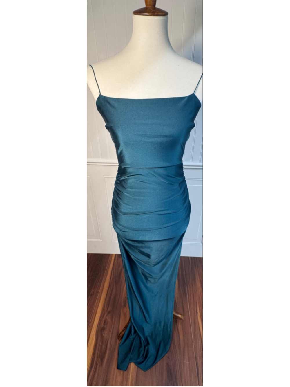 Women's Windsor Backless Teal Ruched Maxi Dress Size S